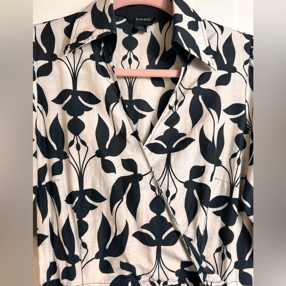 Zara silk cotton floral maxi dress, Large, with wrap around belt. Feminine Chic - Picture 3 of 14